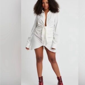 Choosy White Tie Waist Shirt Mini Dress Size 20 NWT